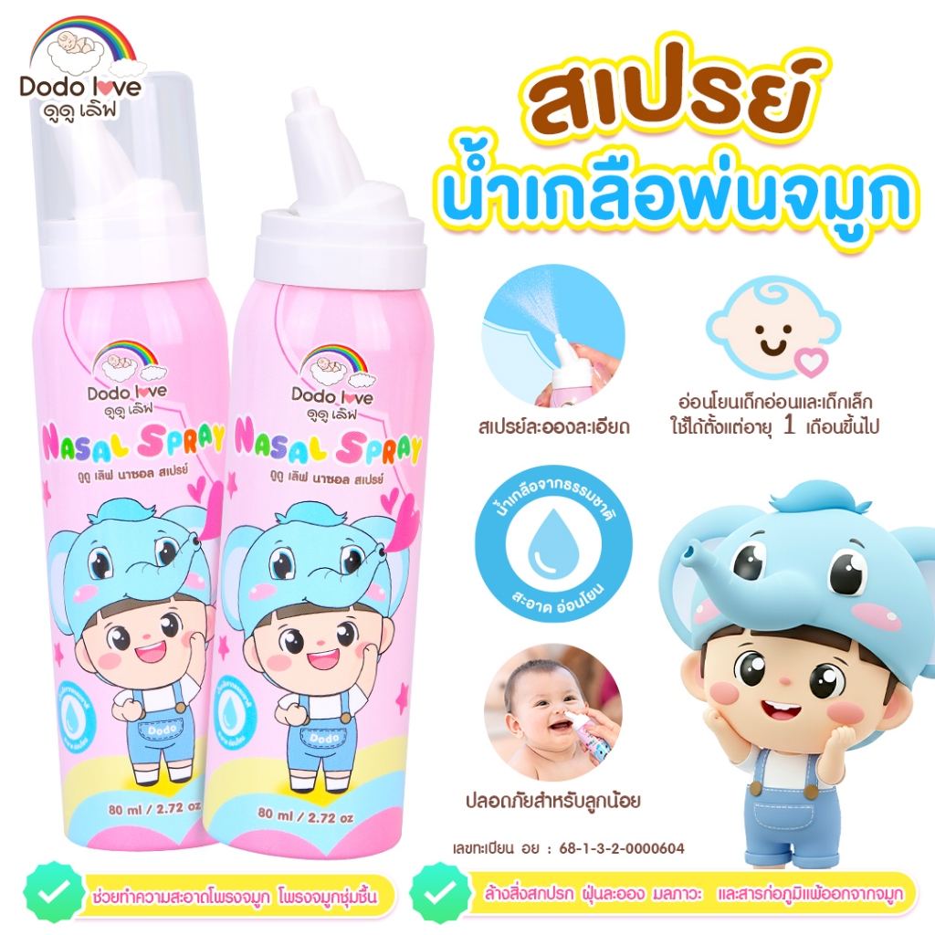 [ส่งด่วน] DODOLOVE Nasal Spray สเปรย์ น้ำเกลือ พ่น ล้างจมูกเด็ก ทำความสะอาดโพรงจมูก ลดการระคายเคือง ล้างฝุ่น ปลอดภัย
