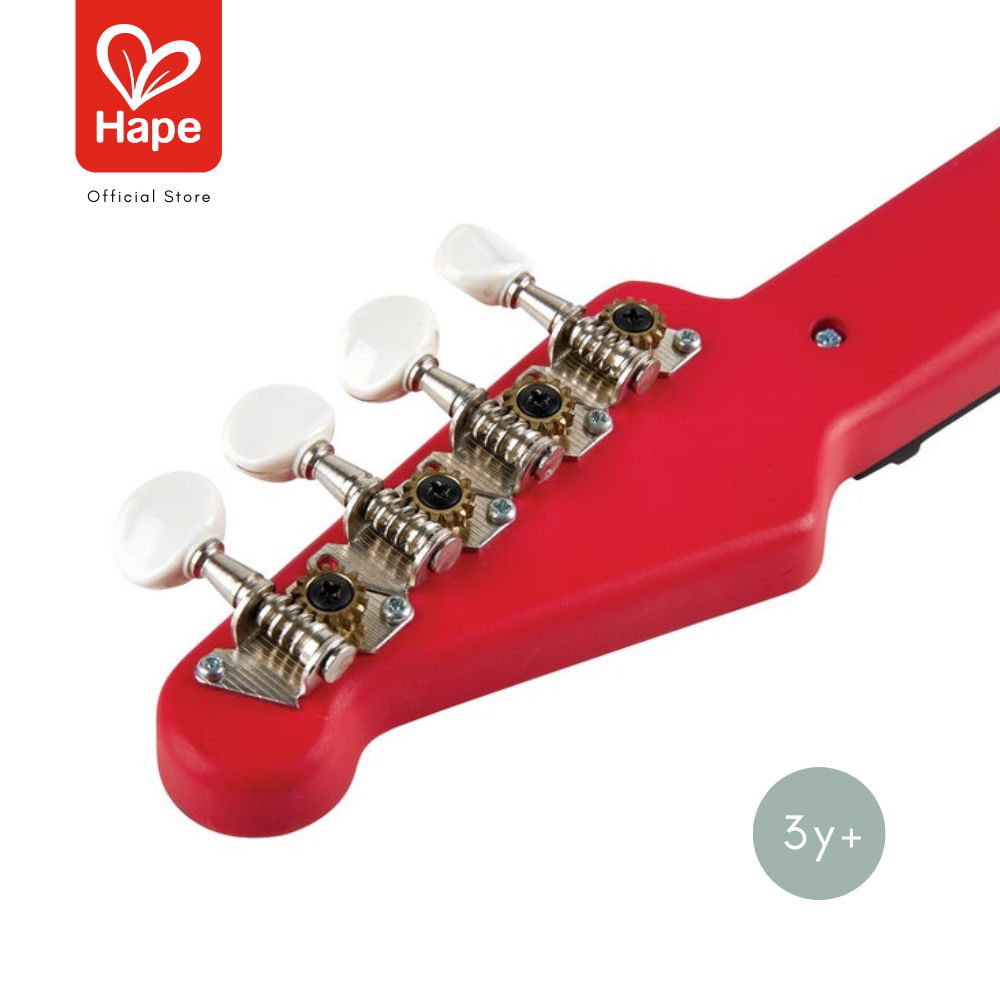 Hape Learn with Lights Ukulele-Red	อูคูเลเล่ไฟฟ้า ใส่ถ่านมีเสียงมีไฟ	3Y+ รูปที่ 4
