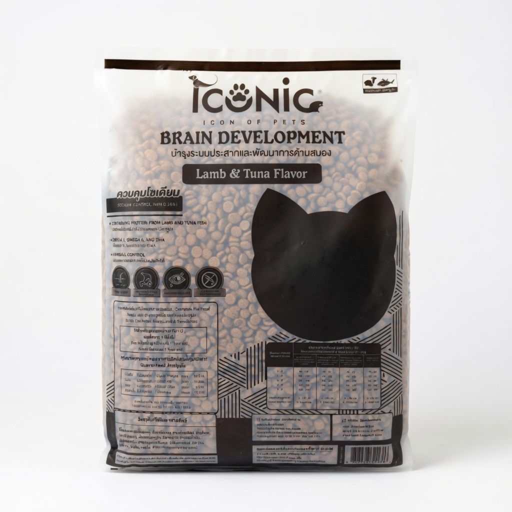 ICONIC อาหารแมวแบบเม็ด ไอโคนิค 1 kg สูตรบำรุงระบบประสาทและพัฒนาการด้านสมอง (CAT FOOD BRAIN DEVELOPMENT) lol