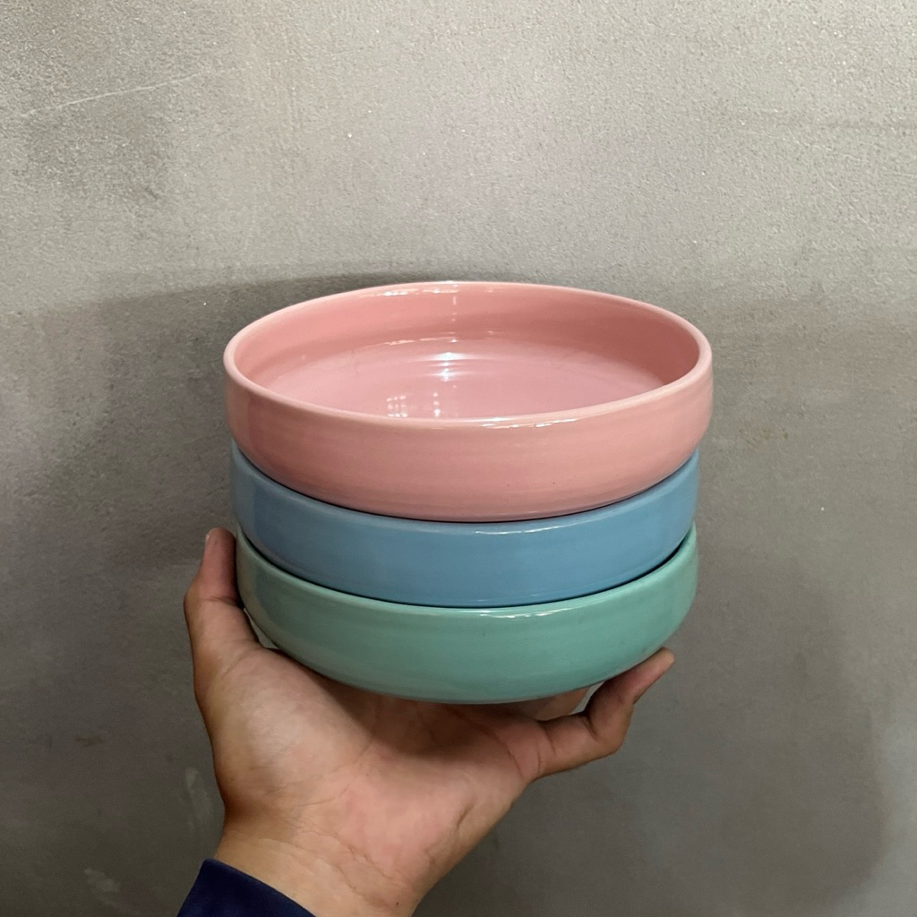 ชามถ้วยเซรามิคชามบะหมี่สีพาลเทล 7“เนื้อหนาเเข็งเเรง🐌