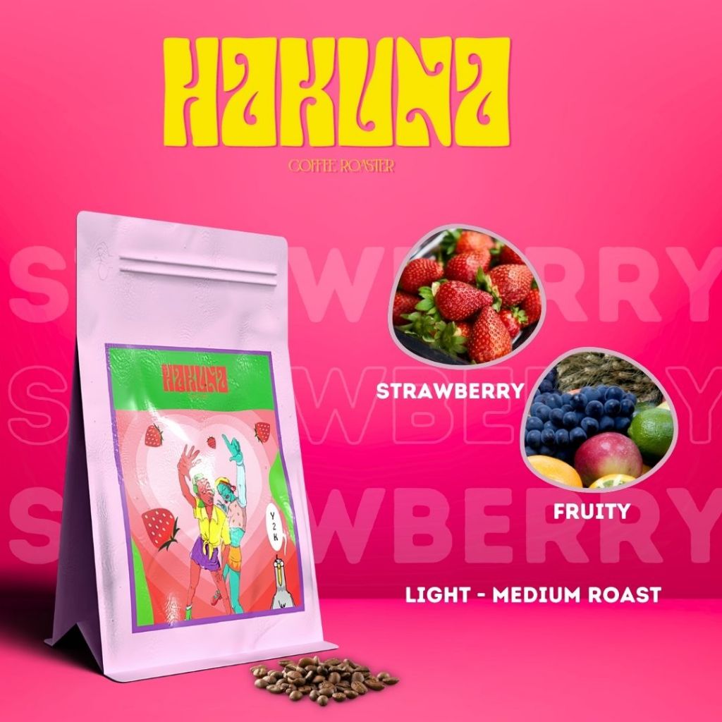 Hakuna Coffee Roaster เมล็ดกาแฟคั่วอ่อนกลาง Strawberry   อราบิก้า 100%