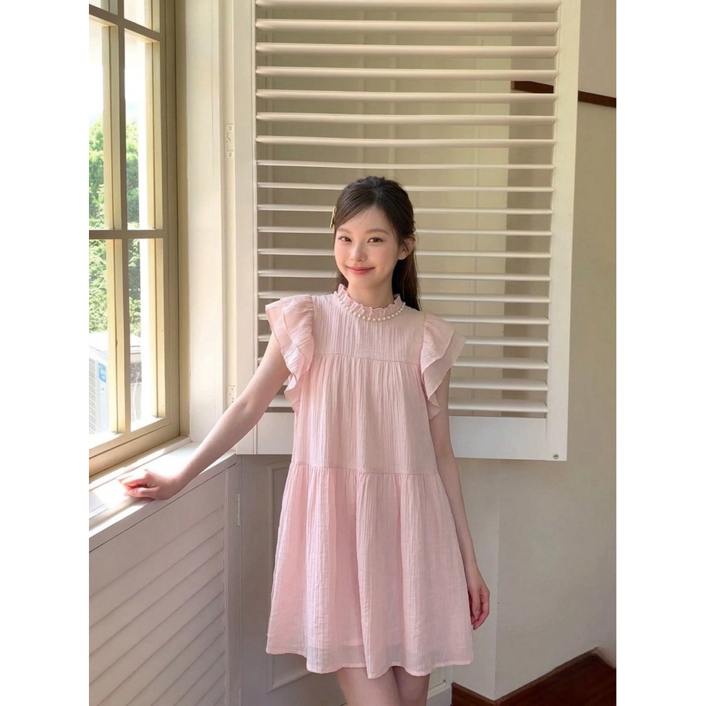 conycolours | Pearl Mini Dress เดรสแขนระบายแต่งคอมุก ราคา ถูกที่สุด ดีลบีเคเค แกลเลอรีภาพที่ 6