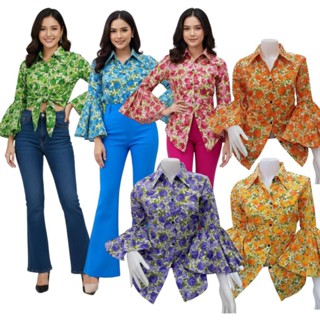 เสื้อทองกวาวเสื้อย้อนยุคแขนกระดิ่งเสื้อมนต์รักลูกทุ่งเสื้อลา…