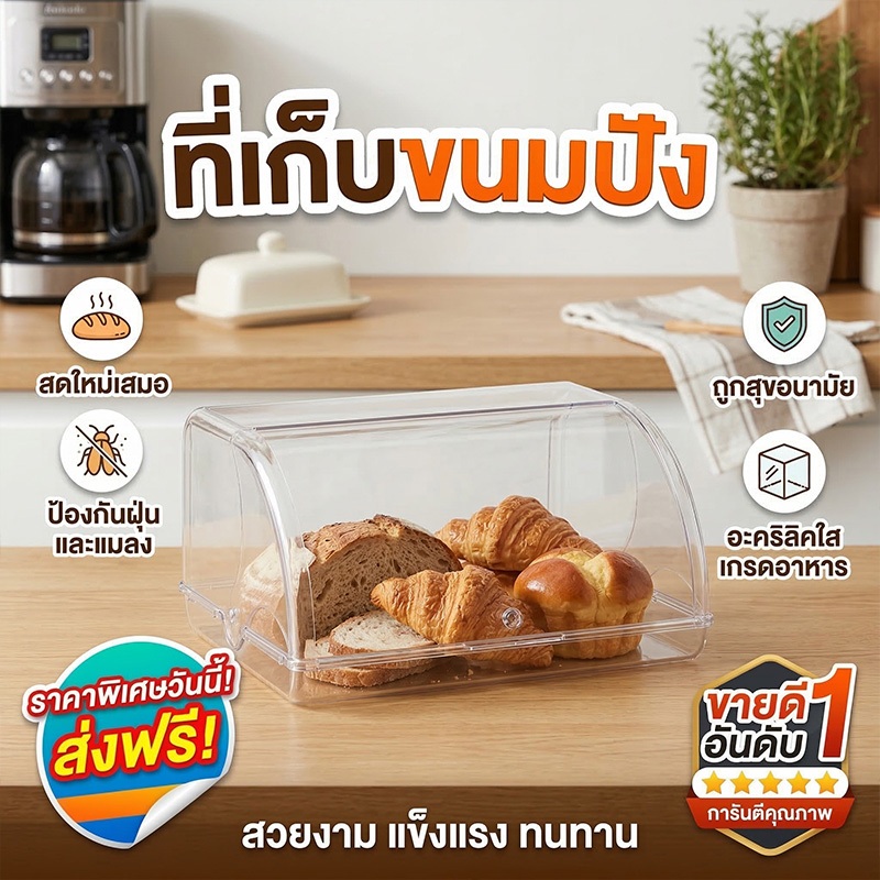 ที่เก็บขนมปังสุดชิค พกพาสะดวก จุของเบ็ดเตล็ด ดีไซน์ทันสมัย สำหรับเคาน์เตอร์ ทางเข้า ร้านกาแฟ ตู้กับข้าว