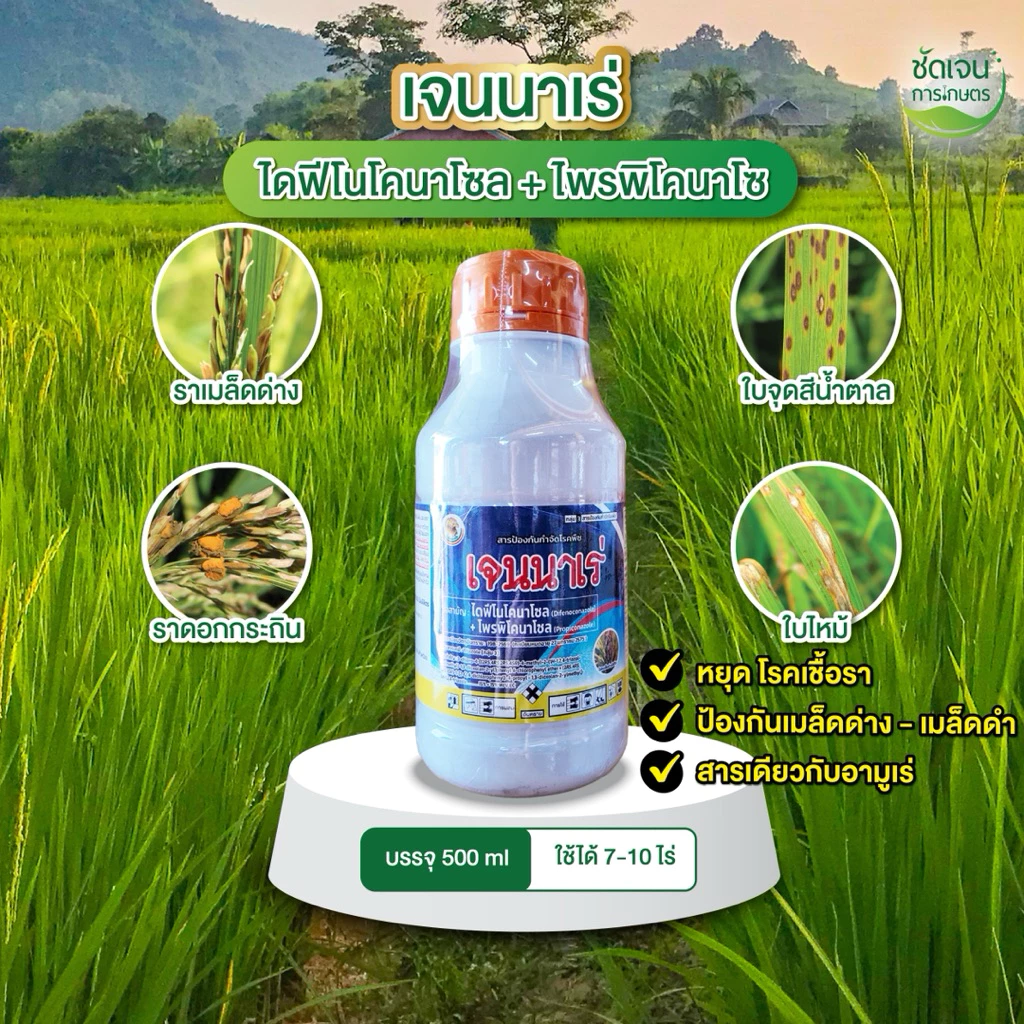 เจนนาเร่ ตัวแทนอามูเร่ (ขนาด500ml) ไดฟีโนโคนาโซล+โพรพิโคนาโซล 1 ขวดใช้ได้5-10ไร่ ร้านชัดเจนการเกษตร