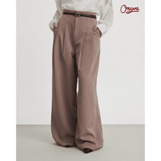 Onyva (โอนีวา) กางเกงขายาวผู้หญิเอวสูง ขากระบอกใหญ่ ดีไซน์เก…