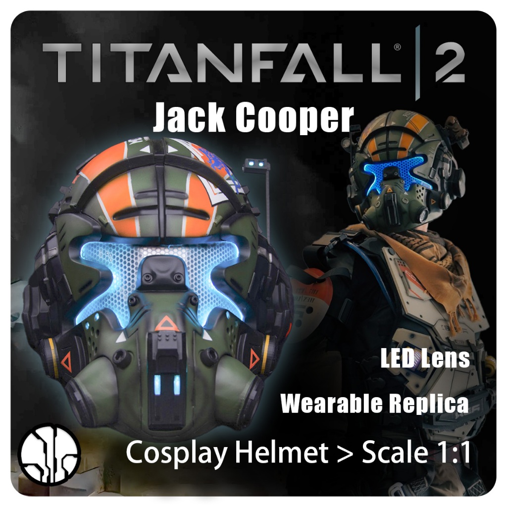 Pioneer | Prop Replica | Titanfall 2 | 3D Jack Cooper LED Games Helmet | Scale 1:1 | หมวกคอสเพลย์ | 