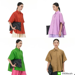 📌ทักก่อนสั่ง📌3921-138 เสื้อคอปกแขนสั้น ทรงปีกค้างคาว oversiz…