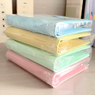 อัลบั้มภาพสีทึบ อัลบั้มภาพหนัง PU ขนาด A5 การ์ดภาพพกพา โปสการ์ดโพลารอยด์ สมุดเก็บไล่ดาว