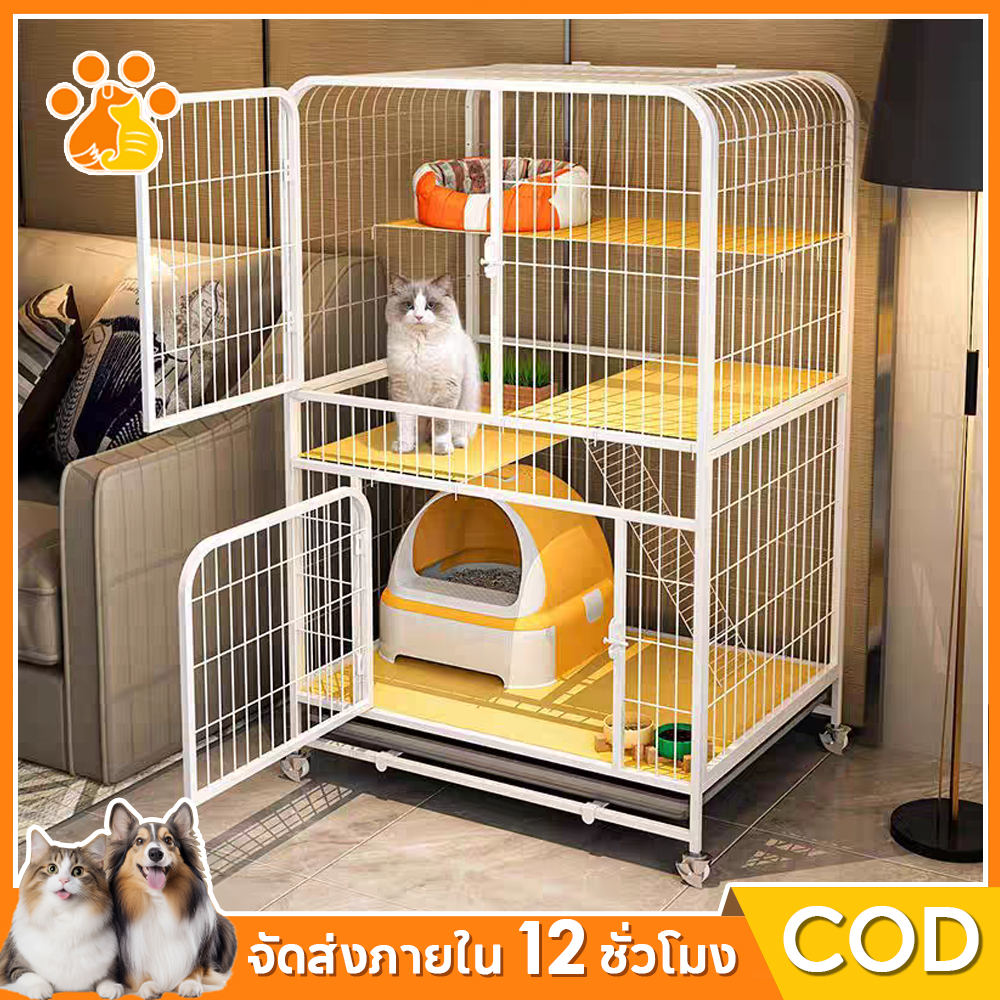 🐾กรงแมว 2-4ชั้น กรงแมวขนาดใหญ่ คอนโดแมวกรงแมวคอนโด กรงสัตว์เลี้ยง มีล้อและบันได มีของขวัญฟรี