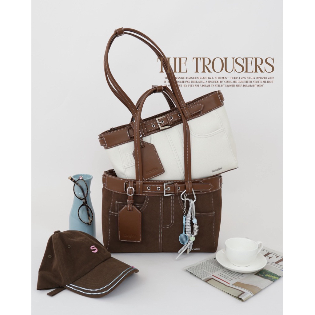 8anglesshop- 🎧🍒 The trousers bag.  กางเกงหรือกระเป๋า not sure but chic🫣, Size 13 นิ้ว . E009