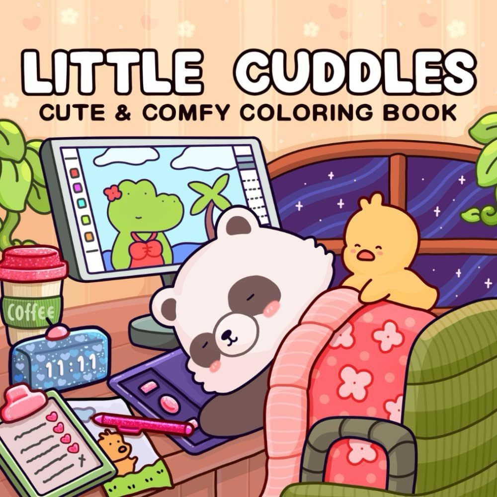 [พร้อมส่ง] LITTLE CUDDLES สมุดภาพระบายสี ภาพน่ารัก ลายเส้นชัด ภาพไม่ซ้ำ