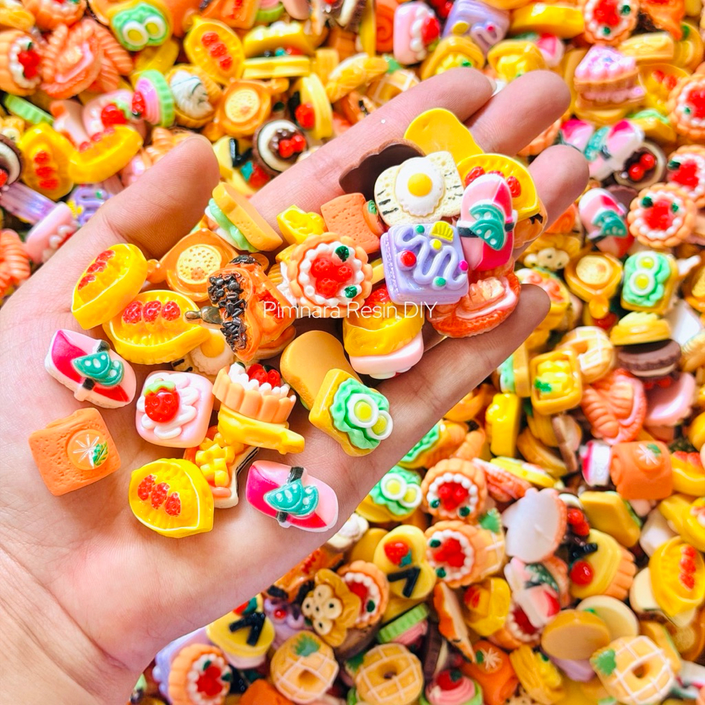 (50ชิ้น/แพค) เรซิ่นของกินอาหารขนม ลายล่าสุด เครื่องประดับอุปกรณ์เสริมเรซิ่นจำลองเค้กหวานโฮมเมด