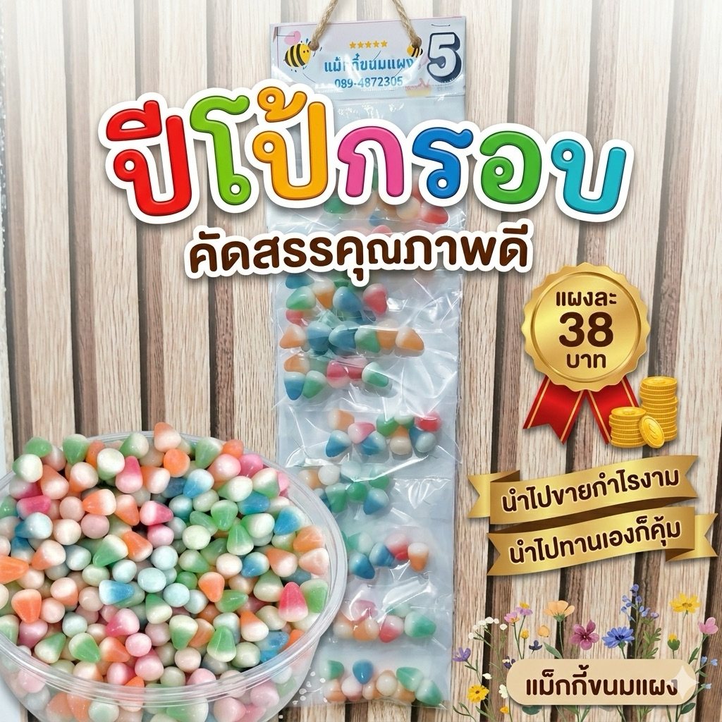 ปีโป้กรอบ ขนมแผง 39 บาทมีทั้งหมด 10 ชิ้นอร่อยคุ้มค่าราคาสบายกระเป๋า