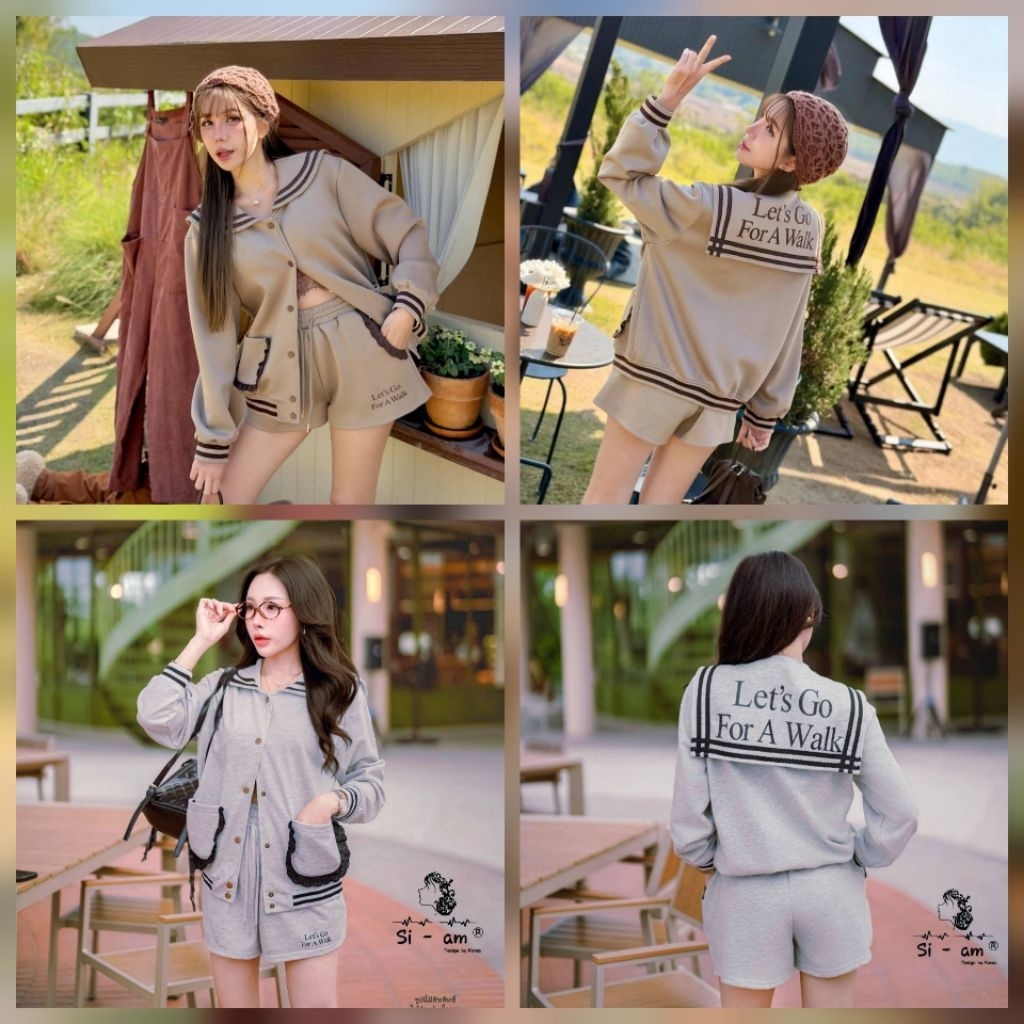 S35💘มีS-4xl[ปกติ]เซตกางเกงขาสั้นเสื้อแขนยาว