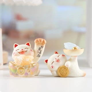 M&G LIFE x Thingswoo Lucky Cat Crystal Blind Box ของตกแต่งตั้งโต๊ะคริสตัลแบบสุ่ม