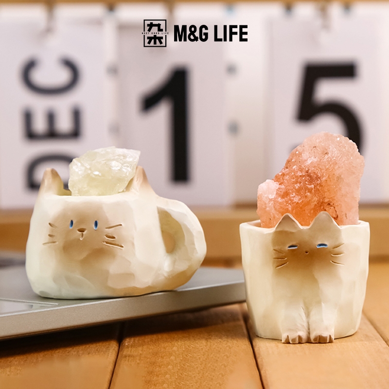 M&G LIFE x Thingswoo Cat PAL Crystal Blind Box ของตกแต่งตั้งโต๊ะคริสตัลแบบสุ่ม