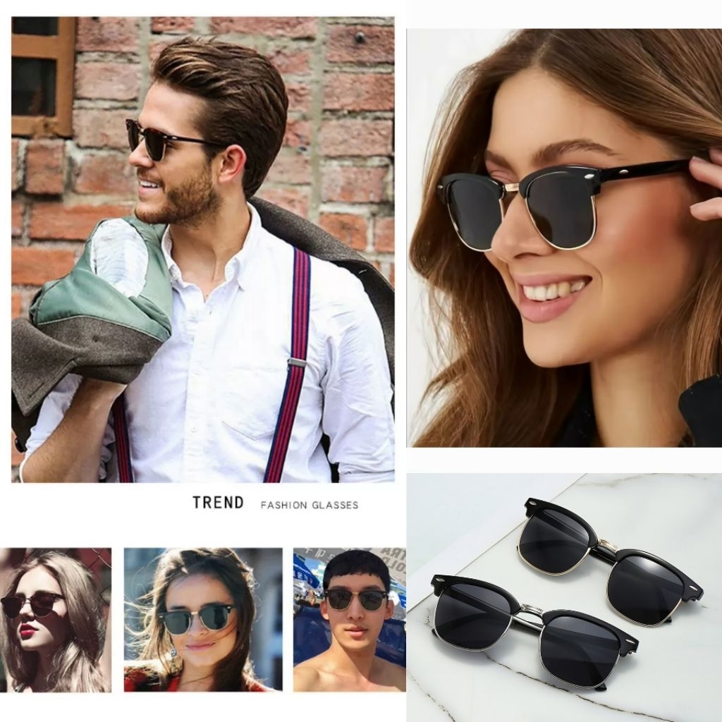 แว่นตากันแดด Clubmaster Retro รุ่น CLB-Classic ทรงเรโทร คลาสสิก แว่นเลนส์กันแดด UV400 ใส่ได้ชายหญิง