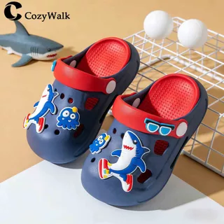CozyWalk รองเท้าเด็ก 🦈 ลายฉลาม 3D วัสดุ EVA ใส่สบาย กันลื่น กันน้ำ มีสายรัดส้น พร้อมส่งในไทย