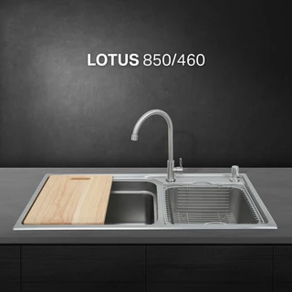 EVE ซิงค์ล้างจาน 2 หลุมใหญ่ สแตนเลส พร้อมอุปกรณ์เสริม LOTUS 850/460