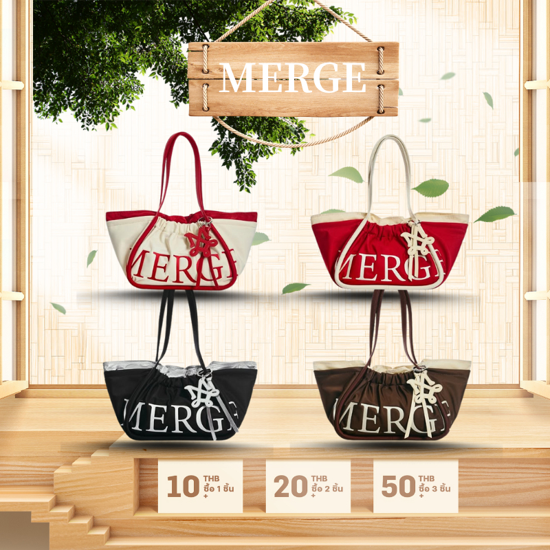 Merge A Day Bag Nylon Edition In Medium ผลิตจาก Nylon กระเป๋าถือ สะพายข้าง（ของแท้ 100 %）
