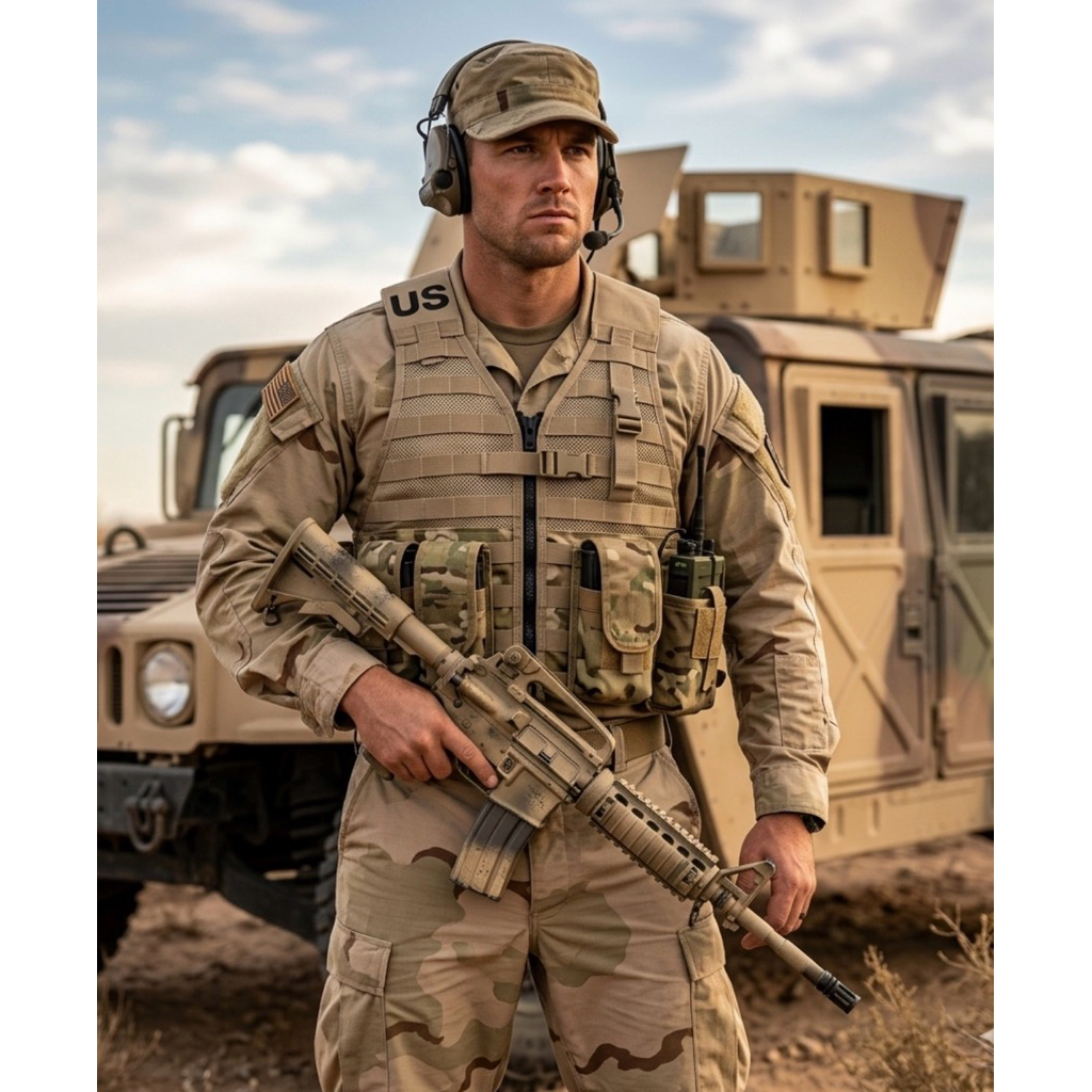 US Army Molle II Fighting Load Carrier Vest FLC LBV Tactical Desert 3 Color DCU