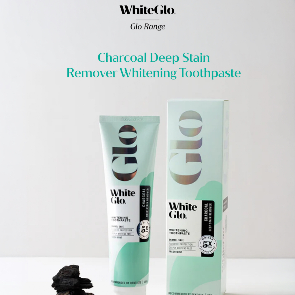 WhiteGlo Charcoal Deep Stain Remover Whitening Toothpaste 115g ยาสีฟันสูตรชาโคล ช่วยขจัดคราบลึก ปรับเฉดสีฟัน