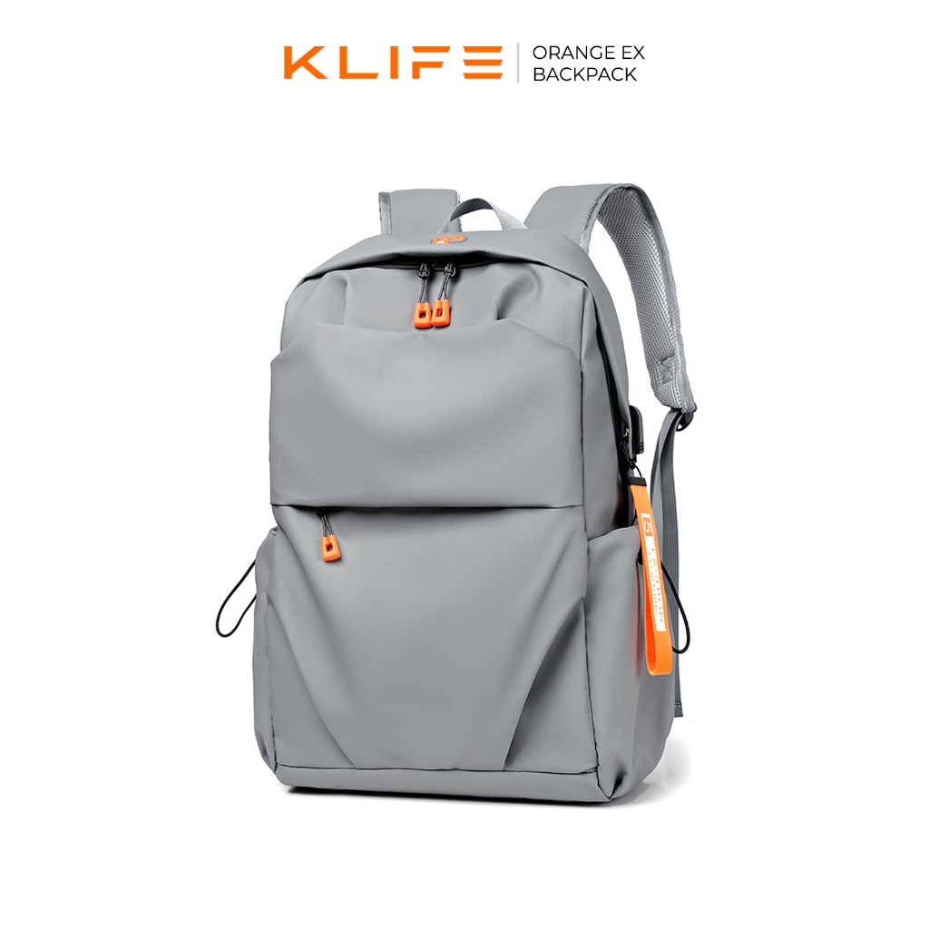 กระเป๋าเป้โน๊ตบุ๊ค กระเป๋าเป้สะพายหลัง KLIFE ORANGE EX LAPTOP BACKPACK ขยายขนาดได้ มีที่ชาร์จแบต