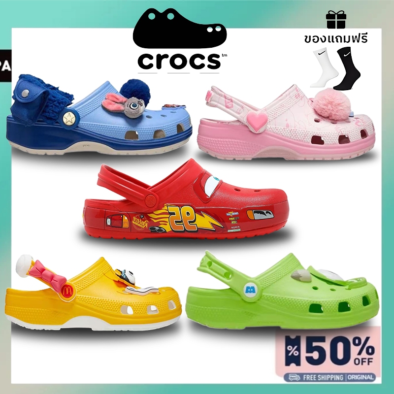 Lightning McQueen X Crocs Classic Clog รองเท้าแตะ (ของแท้ 100%) รองเท้าแตะชายหาด