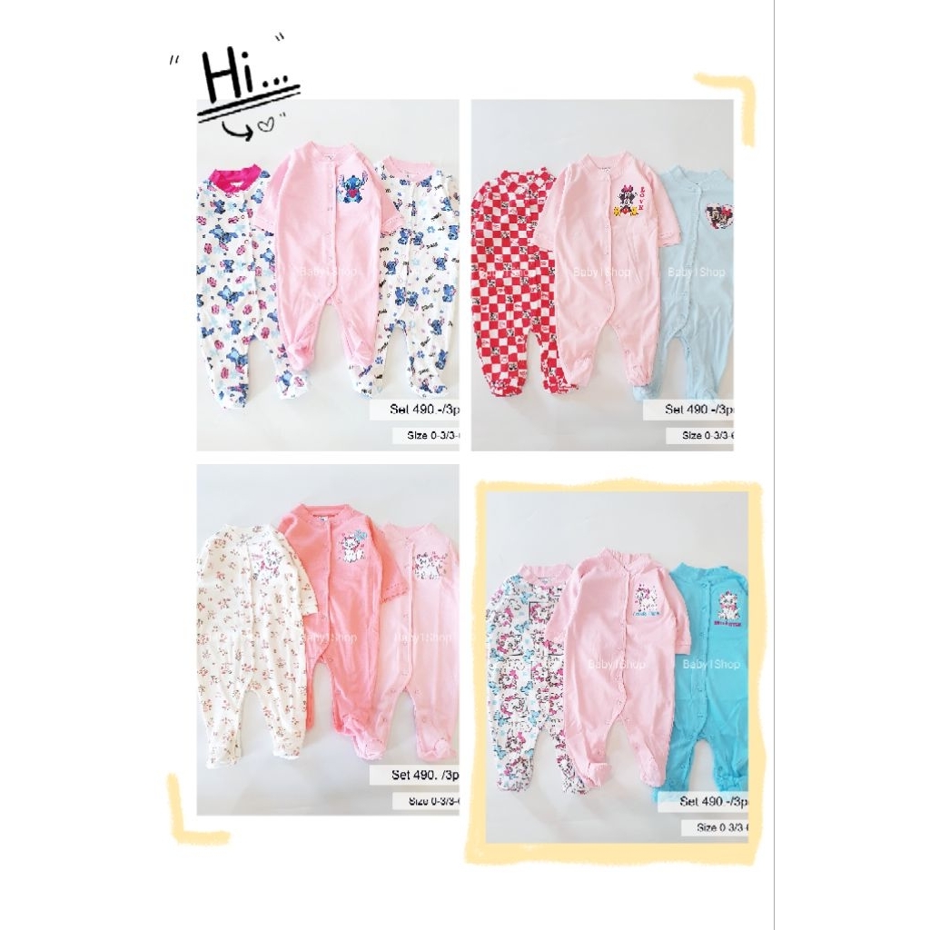 [สินค้าพร้อมส่ง]เซตคลุมเท้า ผ้าคอทตอลเด็กแรกเกิด-9เดือนใส่ได้