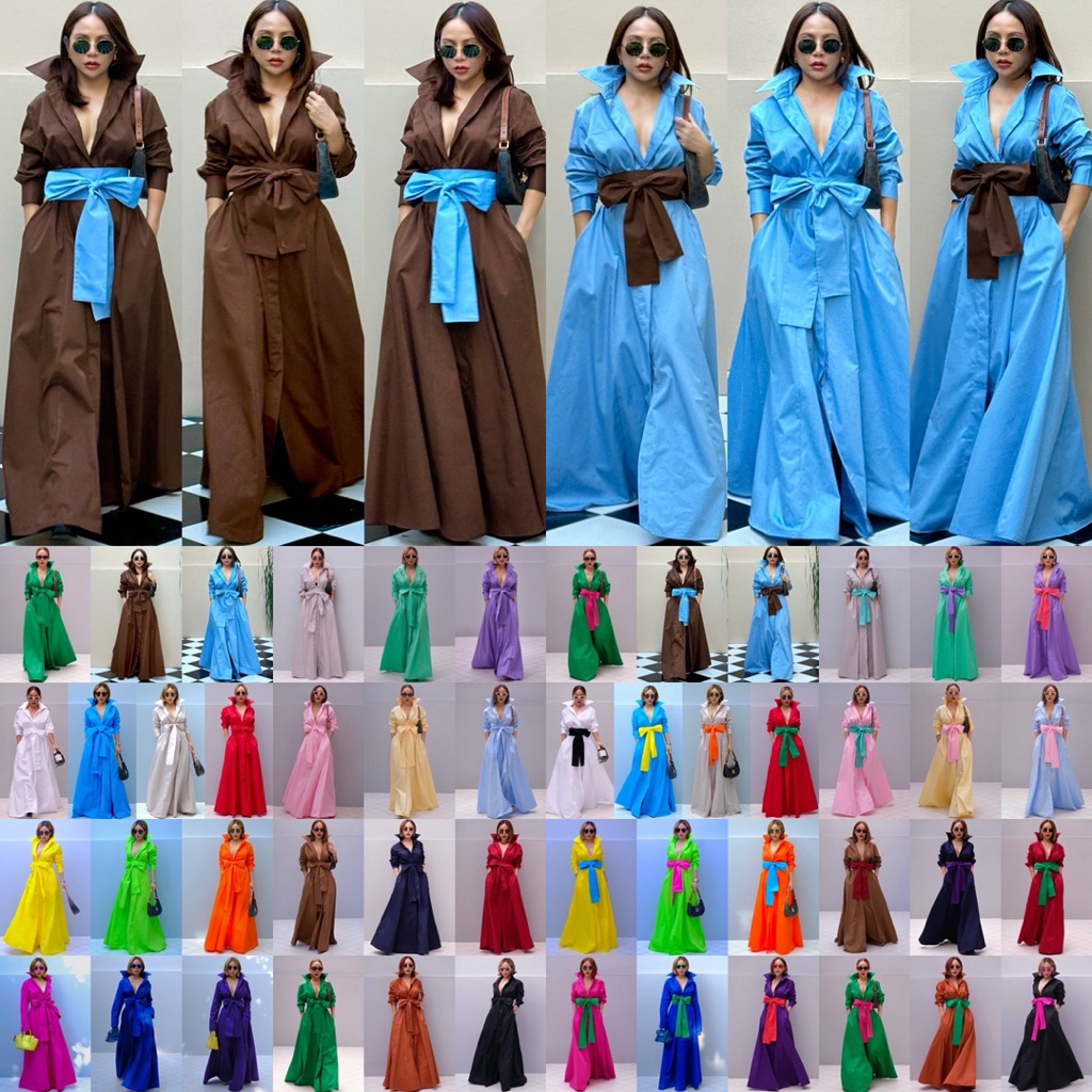 Bright by Aruna: Maxidress no7.เดรสยาว อก44“ยาว56”มีเชือก2สี