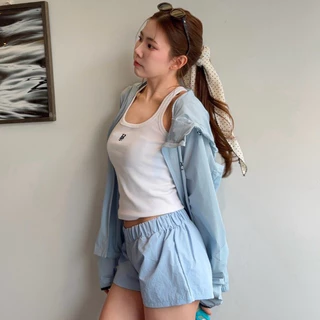 (พร้อมส่งทุกสี)BABEJUB.X l BABY NYLON กางเกงขาสั้น เอวต่ำ ผ้าไนลอน แห้งไวววว