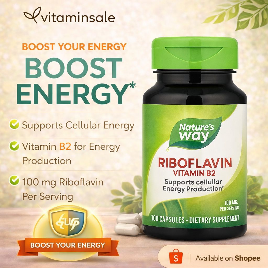 Nature’s Way Riboflavin Vitamin B2 100 mg 100 Capsules