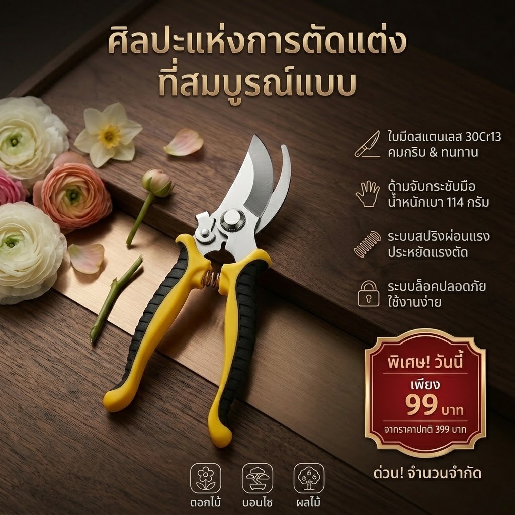 กรรไกรตัดแต่งกิ่งไม้ (พร้อมจัดส่ง)
