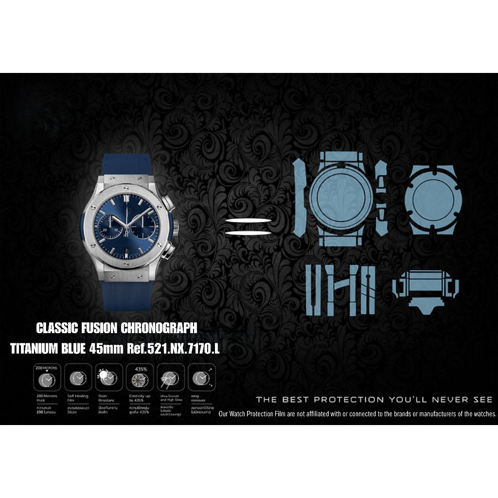 ฟิล์มป้องกันรอยนาฬิกา Watch Protection Film for Hublot Classic Fusion Chronograph Titanium Blue 45mm