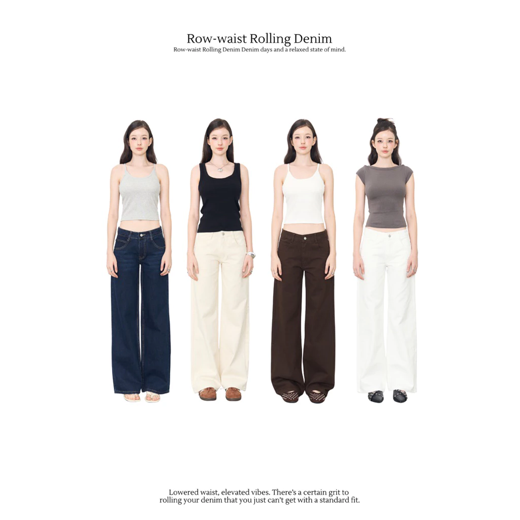 Bave official - Low-waist rolling denim กางเกงยีนสืเอวต่ำ