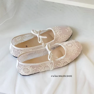 (ผลิตในไทย ช่างคนไทย100%) รองเท้าแมรี่เจน ผ้าลูกไม้ รุ่น YURI MARYJANE by walkin.shoe