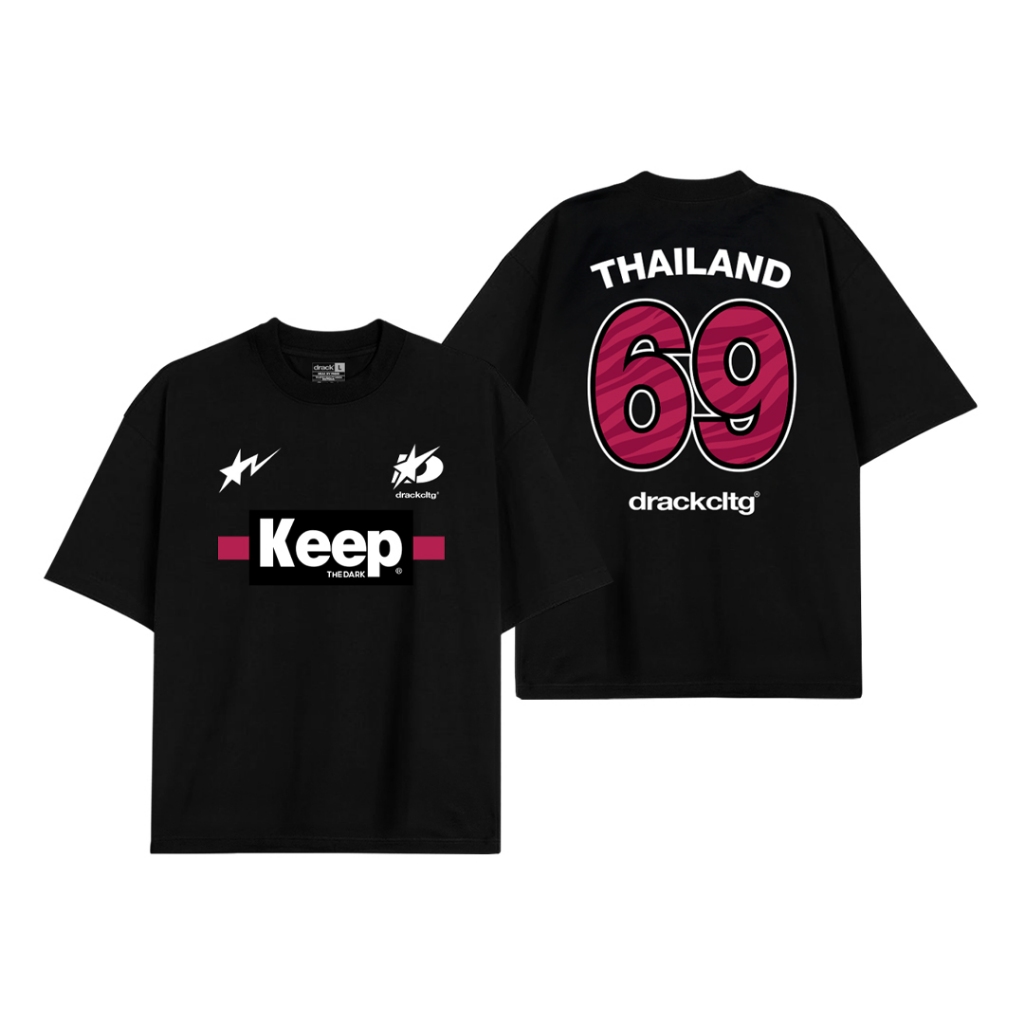 DRACK - TEAM69 เสื้อยืดคอกลมสีดำ