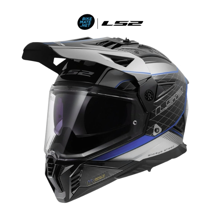 LS2 Helmets MX702 Pioneer II Meridian Black Light Grey Blue – หมวกกันน็อคทัวร์ริ่งแอดเวนเจอร์ – โปรปัง
