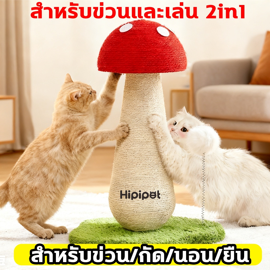 😻ที่ลับเล็บแมว😻แร็คปีนแมว ที่ลับเล็บแมว สไตล์ใหม่ 4 in 1 กระดานลับเล็บแมว คอนโดแมว รูปร่างเห็ด เสาลับเล็บ ของเล่นแมว