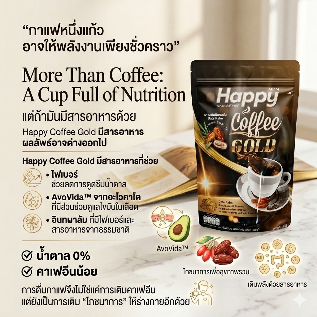 แฮ็ปปี้ คอฟฟี่ โกลด์ กาแฟปรุงสำเร็จรูป (Happy Coffee Gold)