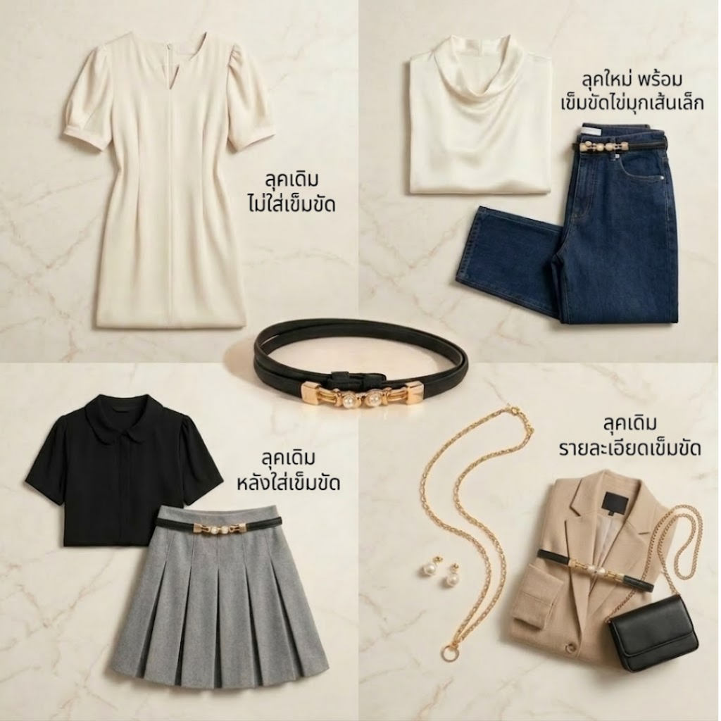 YIYIHOME เข็มขัดผู้หญิง เข็มขัดหนัง เข็มขัดเส้นเล็ก หัวเข็มขัดมุก เข็มขัดแฟชั่น สไตล์เกาหลี ราคา ถูกที่สุด ดีลบีเคเค แกลเลอรีภาพที่ 7