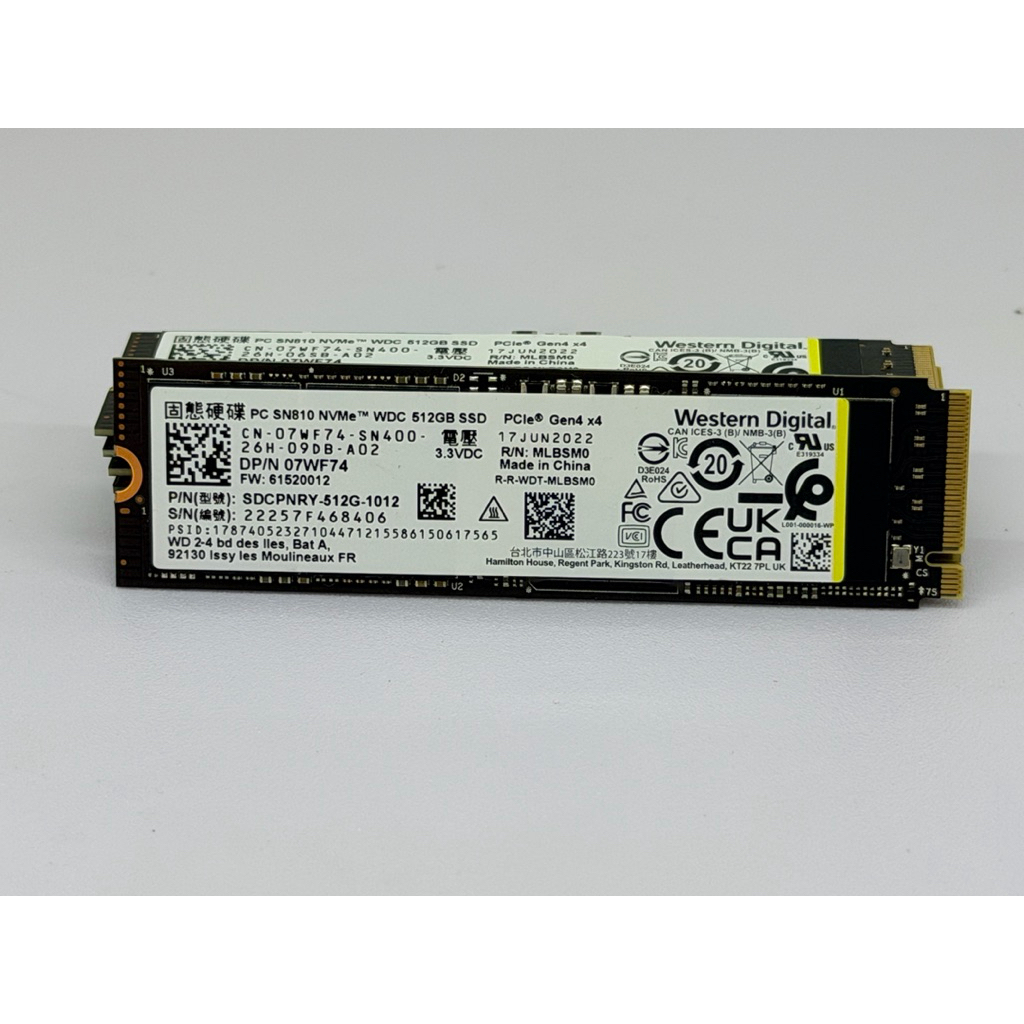 WD SN810 512GB SSD  NVMe PCIe Gen4 x4 ความเร็ว 6900 MB/s 5000 MB/s ขนาด  M.2 2280
