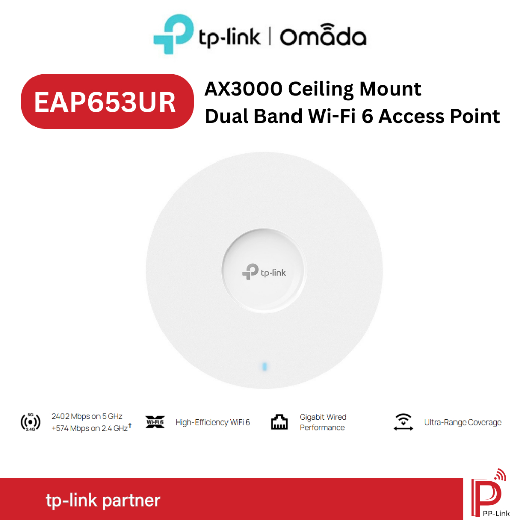 TP-Link Omada รุ่น EAP653UR AX3000 Ceiling Mount WiFi 6 Access Point