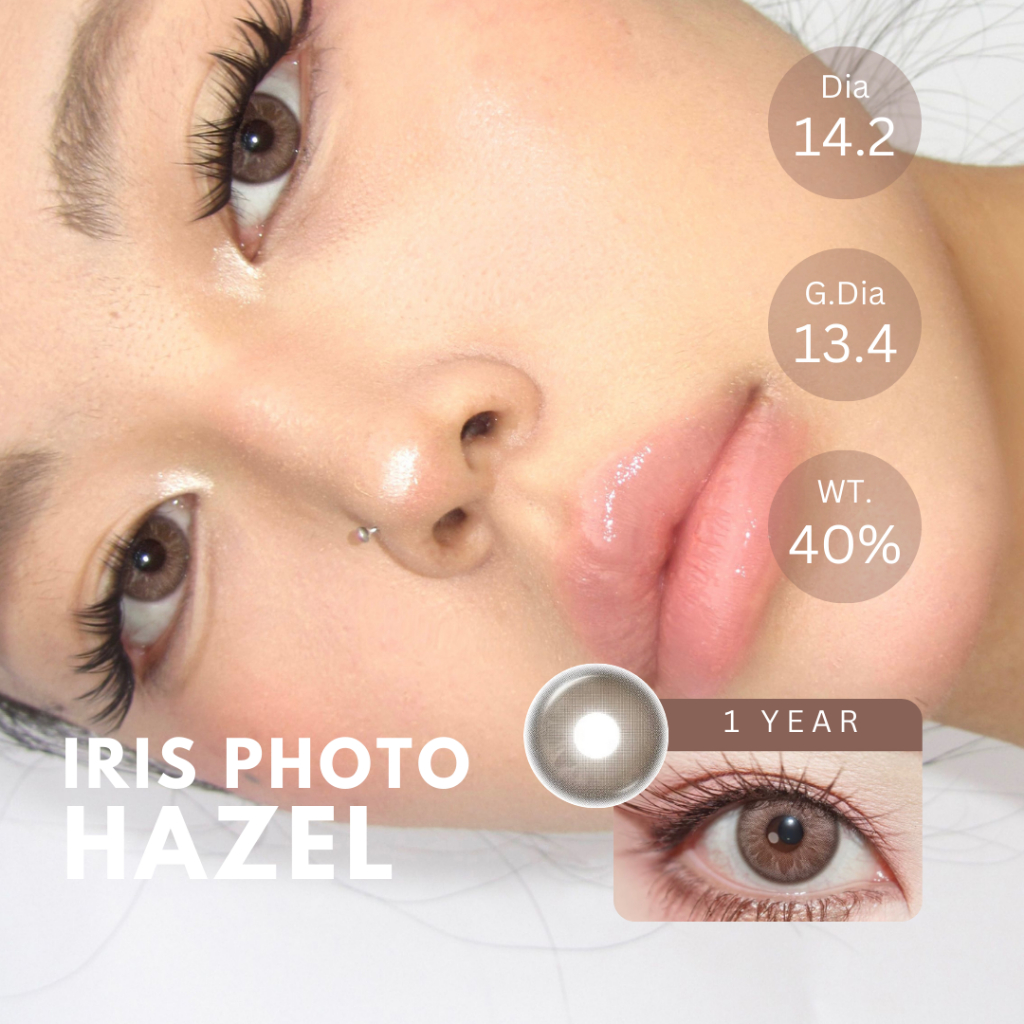 (ทักสอบถามสต็อกก่อนกดสั่ง) คอนแทคเลนส์รุ่น Iris Photo สี Hazel | Dia 14.2 | 📦ค่าสายตา 0.00 จัดส่งภาย