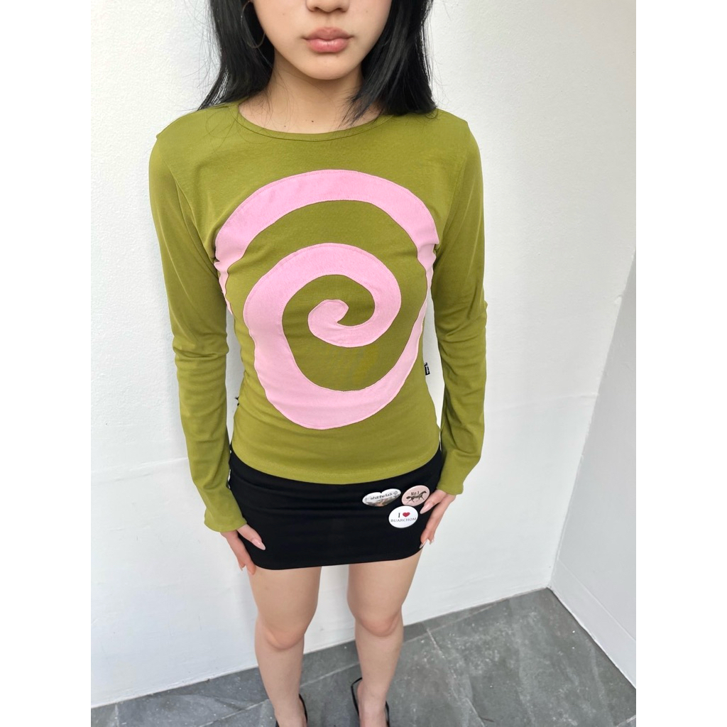Cutie Spiral Long Sleeve เสื้อแขนยาวลายวน Handmade รูปที่ 5