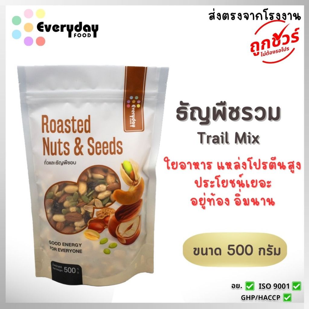 ธัญพืชรวม (Trail Mix) 500 กรัม ตรา มีม่อน อบธรรมชาต ไม่เกลือ ไม่น้ำมัน