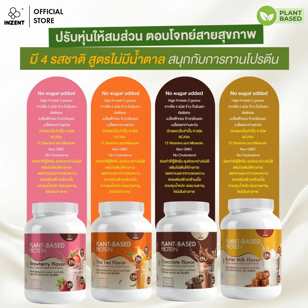 [1 แถม 1 โปรตีนพืช รสชอกโกแลต] Plant-Based Protein Chocolate Flavor 520 g x2 โปรตีน ตรา INZENT[A58] thumbnail 6