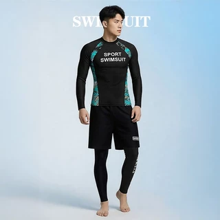 ชุดว่ายน้ำชาย แขนยาวขายาว กันแสงกันUV ชุดดำน้ำ ผ้ายึด แห้งใว คุณภาพดี