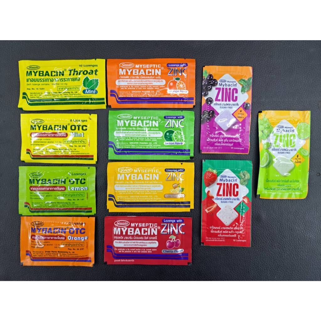 Mybacin Zinc ลูกอม มายบาซิน ซิงค์ Mybacin OTC  บรรเทาอาการเจ็บคอ